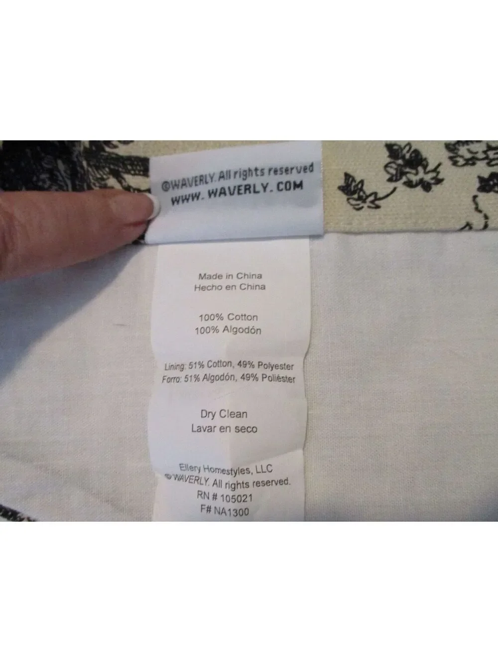Vintage Waverly Home Classics Black and White Toile Ascot Window Valance Curtain
